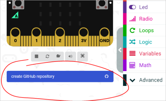 A 'create Github repository' button