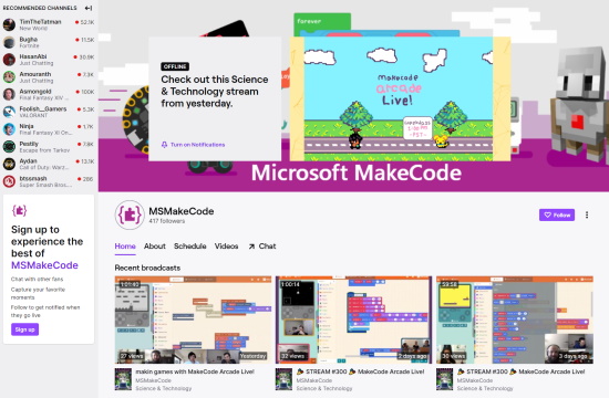 Microsoft MakeCode on Twitch
